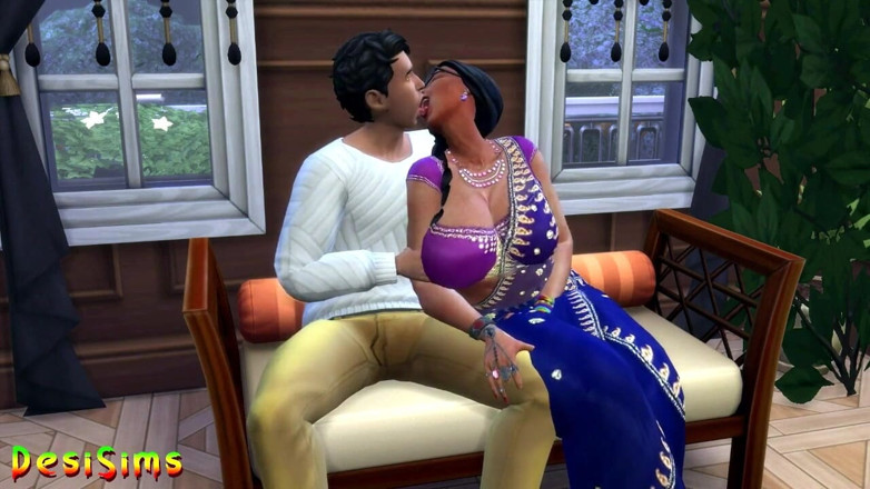 Desi Sims: Anglická verze - Desi mallu saree tetička podvádí s klukem - WickedWhims