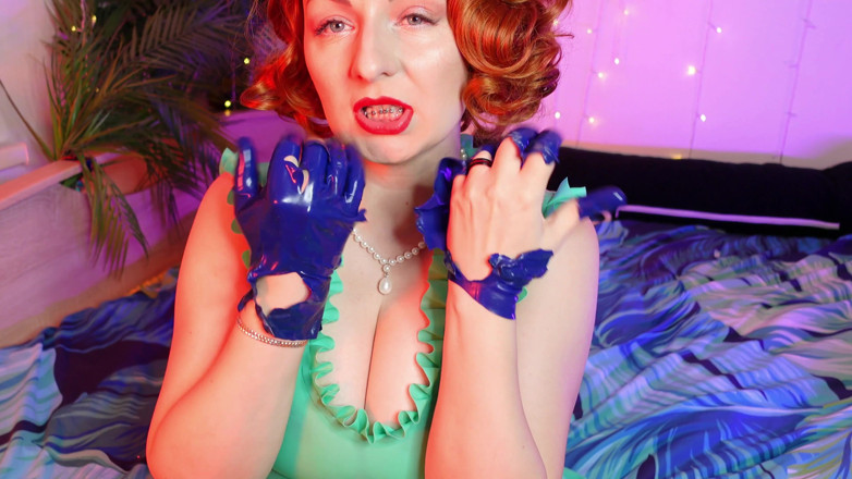 Arya Grander: Rip off clothes: ripping latex rubber gloves (Arya Grander)