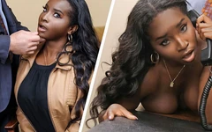 Perv Director - mama vitregă neagră Naomi Foxxx ejaculând pe pula albă