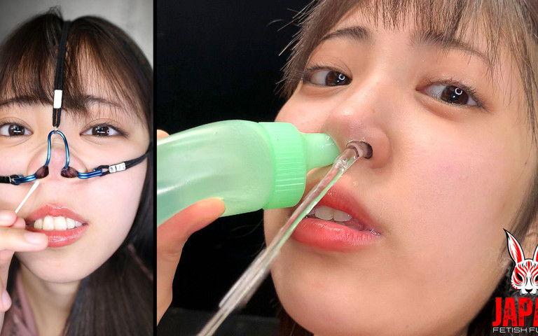 Sara Kagami with Her Nose Opened - Nose Hook, Suction Device and Swabs (Japan Fetish Fusion)