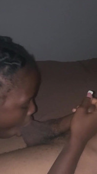 Ebony Teen with My Balls as She Sucks Them My Dick Slapped Her Face Then She Gives Me Sloppy Blowjob POV