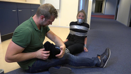 Restricting Ropes: Female crook caught and tickled