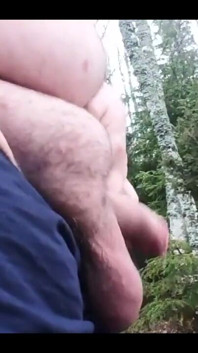 Superchub Sigma Pisses with Uncut Smegma Cock Outdoors.