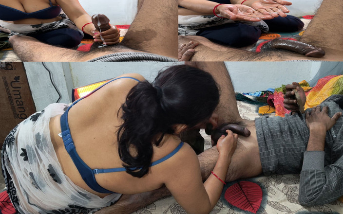 Happyhome: ホットで美しいデシ・インディアンの妻が夫にリラックスできる手コキをした