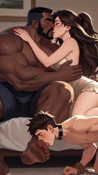 Suami cuckold menjilat kaki lembu jantan - isteri menonton penghinaan