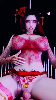 3D BBW Hot Asian MILF Sitting on the Big Cock