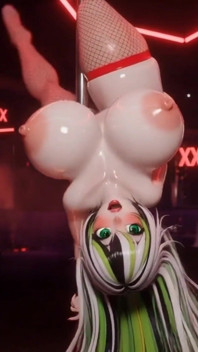 Résille, pole dance, salope aux seins énormes, gros cul, twerk, 3D, hentai, boîte de nuit, hentai