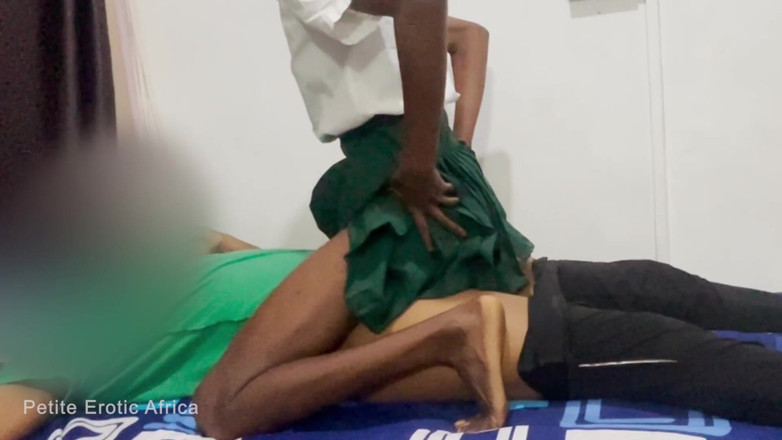 Petite Erotic Africa: African Teen Bitch in Uniform. Fucks Cowgirl After School