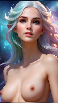 Ai mujer de arte desnuda cuyas lágrimas forman nuevas galaxias - presentación de diapositivas artísticas