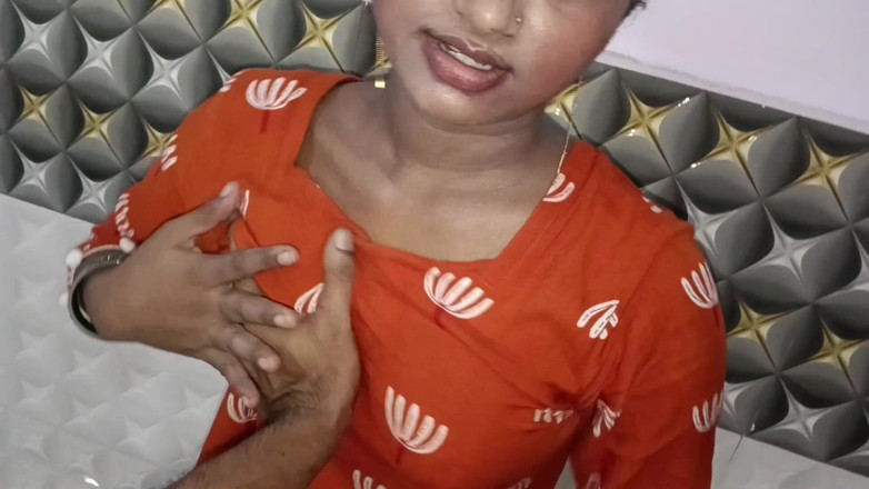 LateralChain349: Hot Desi Messy Blowjob &amp; Standing Dogy Style Sex Orange Dress