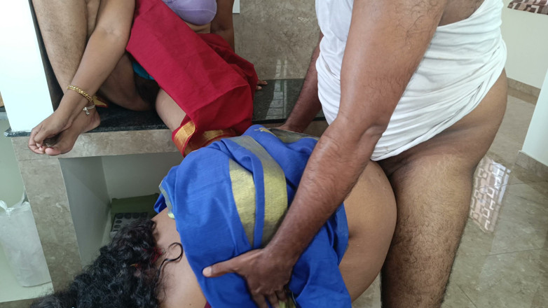 Palani69: Threesom hot fucking in kitchen