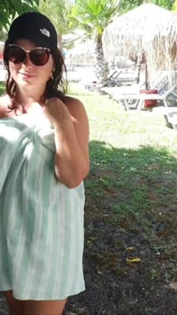 Hot Stepsister Expressiagirl Shows off Her Assets at a Public Waterpark and Gives Stepbrother a Blowjob There