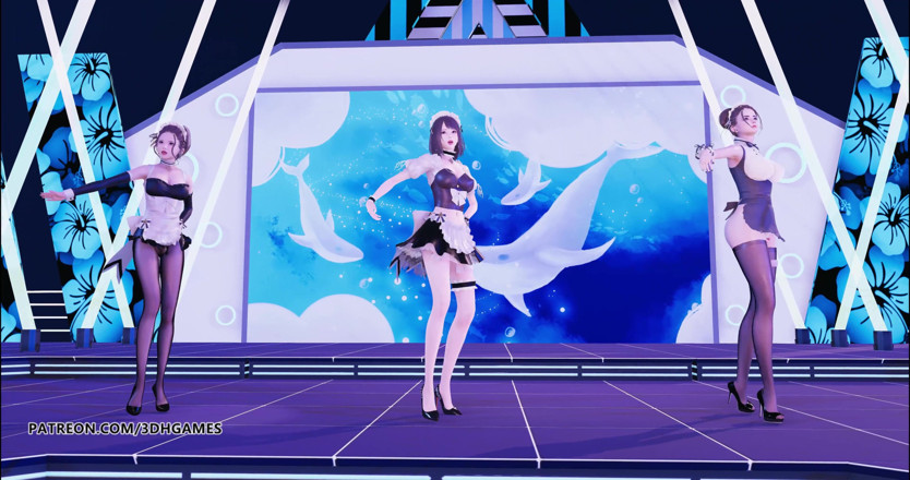 3D-Hentai Games: Hurly burly sexy cameriera spogliarello caldo 4K