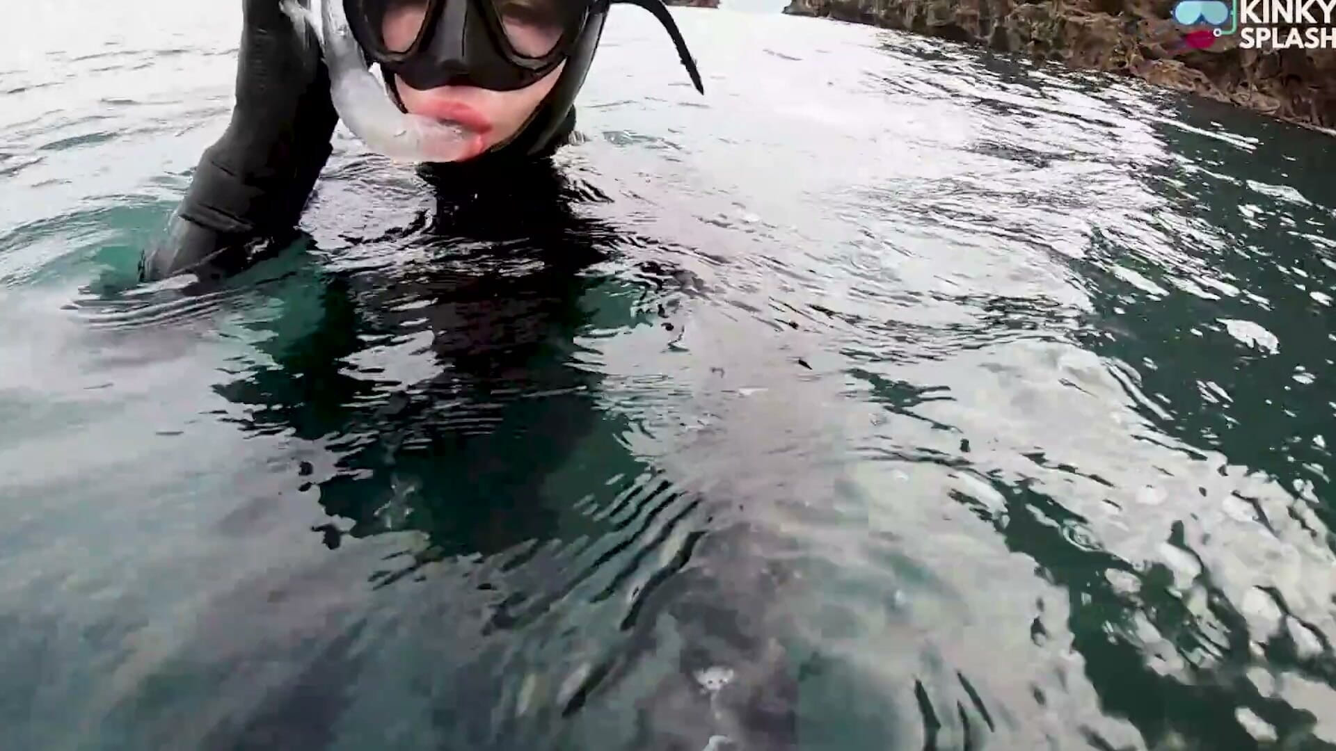 Secret Underwater 8mm Wetsuit Play - Snorkeller Gets Away with It