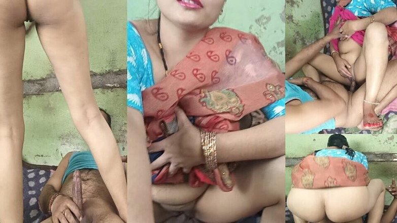 Pyaripooja22: 当妻子变得热时，她摇晃丈夫的鸡巴，让他准备好做爱