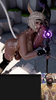 Ebony Ass Twerking Final Fantasy Bunny Girl Cums Super Hard with Her Large Cock