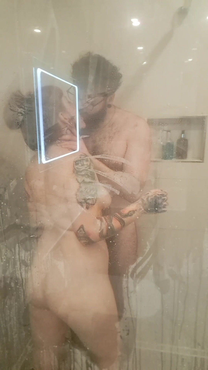 Yourfavecumslut: Shower Sex Against the Big Steamy Glass Panel