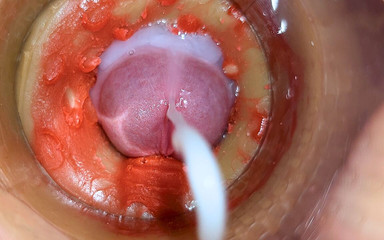 Creme sperm: Kamera di dalam pepek mendalam merakam pancutan besar sperma 4K