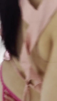 Asian Maid in Pink T-back Seduced Daddy to Fuck in the Kitchen, Pussy Dripping