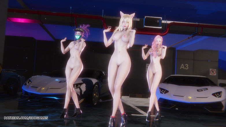 3D-Hentai Games: [mmd] Girl Crush - Drive Ahri Seraphine Akali Hot Naked Dance...