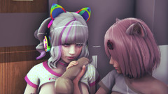 Waifu club 3D: Dua gadis kampus menjilati kontol guru untuk kelas