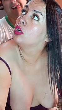 Sexy Amateur Stepmom with Big Natural Tits Bouncing Wildly During Kitchen Fuck - Loud and Intense Moans