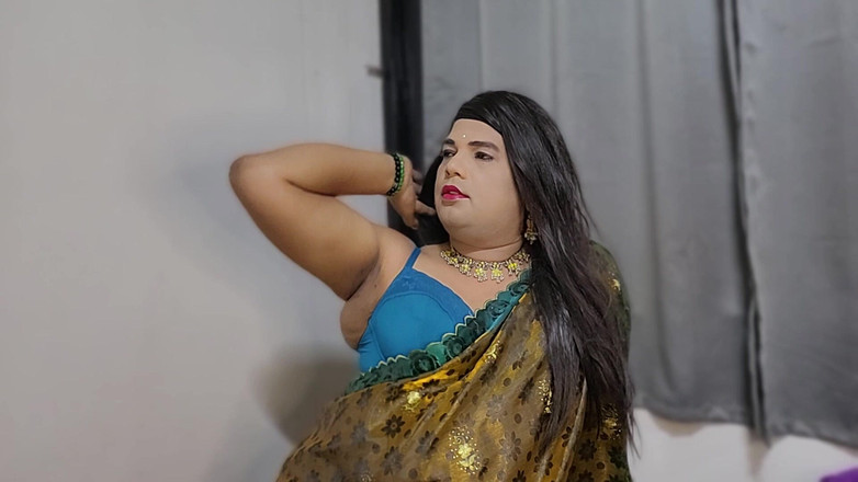 Indiansissychubby: Me in Gree パート 1 ラブ グリーン サリー今すぐショーを予約してください