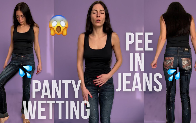 Pee in Jeans Standing up by Accident, Panty Wetting (Princess Monica)
