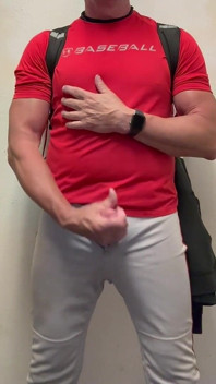 Baseball Dilf Jockdad87 Edges His Cock in Gear