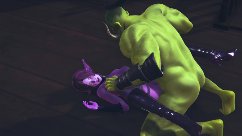 Waifu club 3D: Elf riceve una sborrata in figa da un grande orc