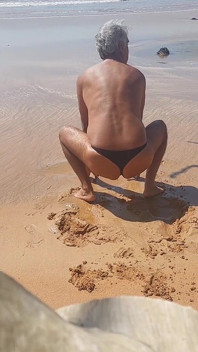Ladysilva on the Beach in Very Sexy Panties Her Big Ass