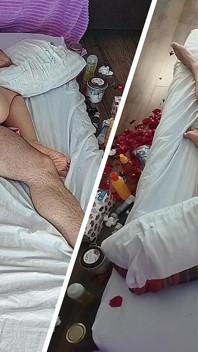 Verrückter sex im schlafzimmer mit einem amateur-paar.