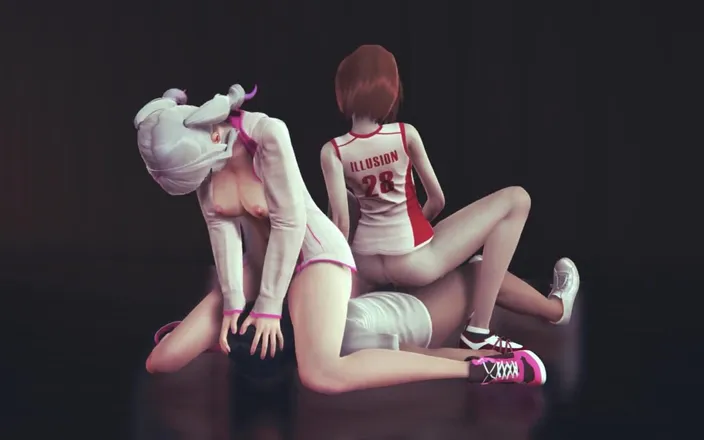 Waifu club 3D: Two Girls Fuck the Coach in the Gym