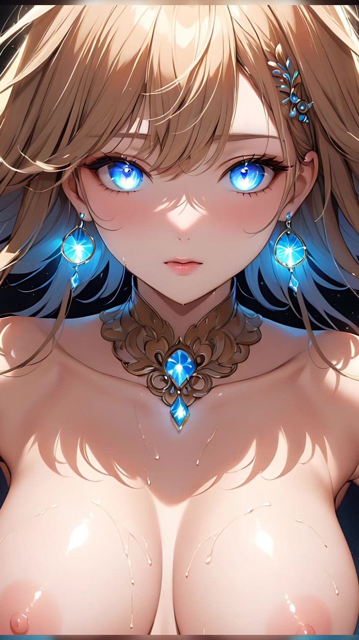 LustRender: Ai konstnärlig naken - vacker kvinna med lysande ögon och glödande damm över...