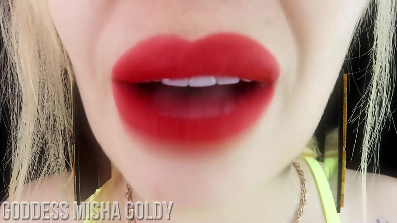 Goddess Misha Goldy: Nie będziesz w stanie powiedzieć nie moim czerwonym gorącym wargom