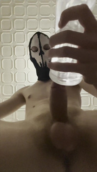 7 Inch (18cm) Hot Cock Owned by a Masked Slim Twink. Flashlight Intense Masturbation, Moaning.