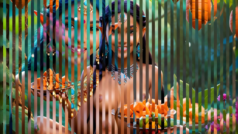 LustRender: Vacker storbröst naken indisk älvflicka med yam