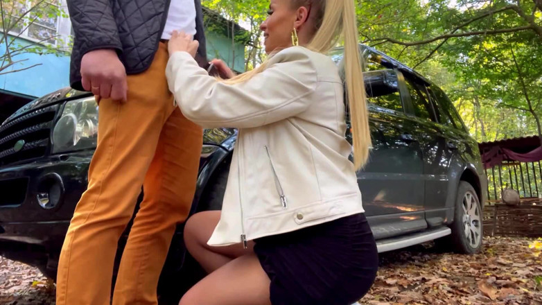 Femdom Sex: Blond Bitch Fucked in Forest with Creampie