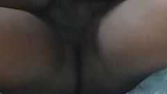 Horny Ebony Babe with Hairy Creamy Pussy Getting Fucked by Black Dick