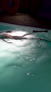 Night Swim in Latex Swimsuit & Full Face Mask