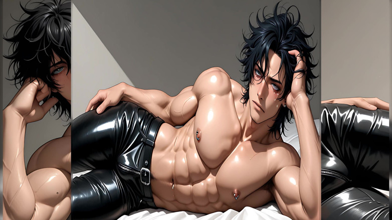 LustMen: Alt Rockstar Solo Sensual Fingertip Circles Around Sensitive Head