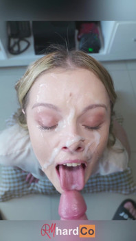 Amateur Big Facial - Emptying His Cum Filled Balls All Over My Face - Rmhardco