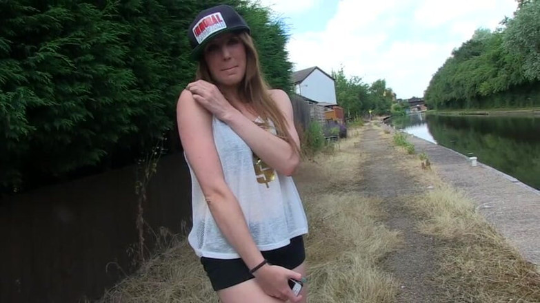 German amateur - 100% German hardcore videos: Busty brunette pissing outdoors for the camera