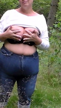 Jen Is Flashing Her Boobs in the Woods