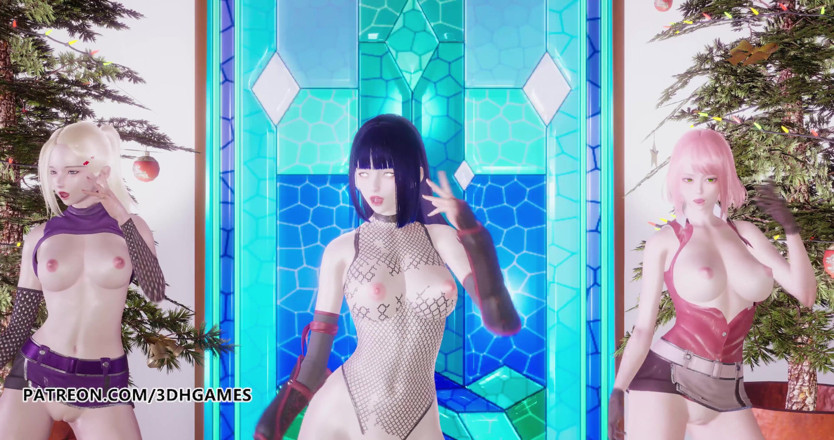3D-Hentai Games: Dvakrát - Cítíte se speciální nahý tanec Ino Sakura Hinata 3D erotický...