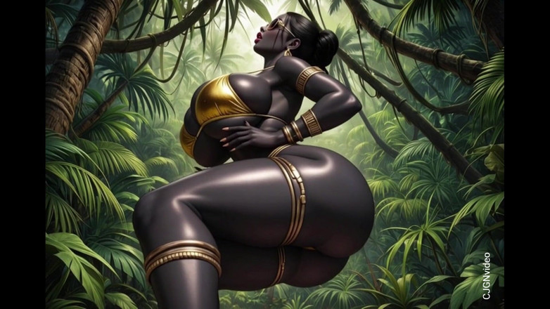 Hot girl dancing: Сексуальна поза африканської жінки в джунглях з музикою (ай анімація)