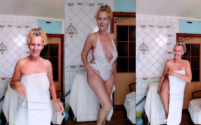 Lukerya: Gospodină sexy Lukerya în lenjerie albă din dantelă