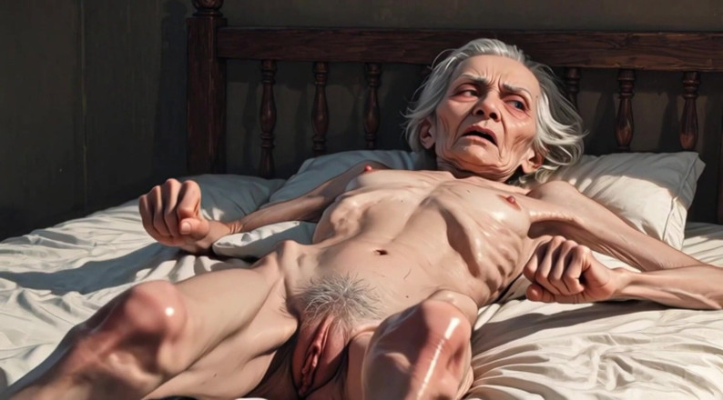 YOUR BEST FANTASY: Extremely Skinny Old Granny Hairy Bush Masturbation - Wet Hairy Pussy...