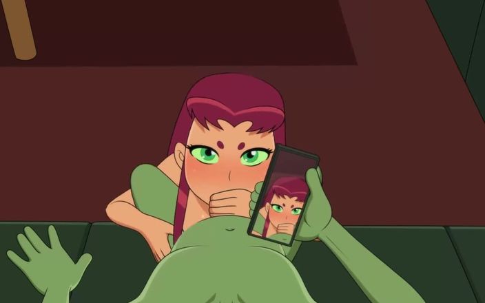 Velvixian_2D: Starfire en monsterjongen seks (geen geluid)