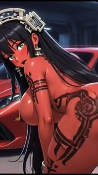 163. Cute Red Skin Girls Twerk in Front of a Sport Car (ai Animation)